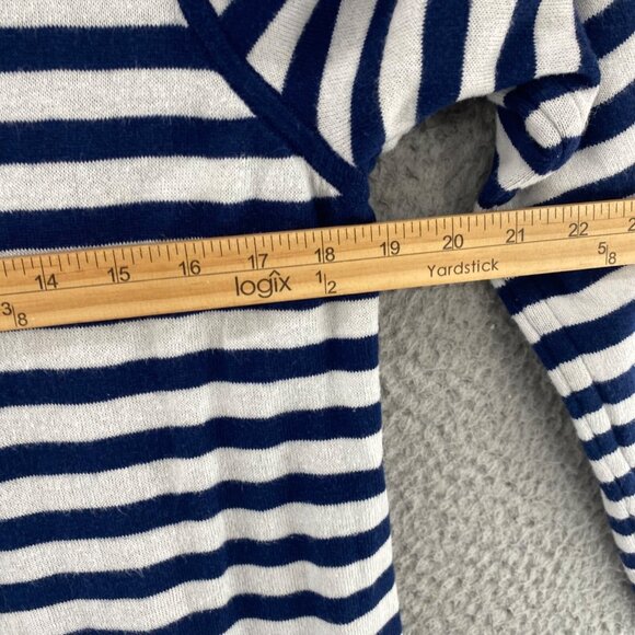 Chicos Sweater Womens 1 US Medium Blue Striped Cardigan Reversible Open Front - Picture 8 of 10